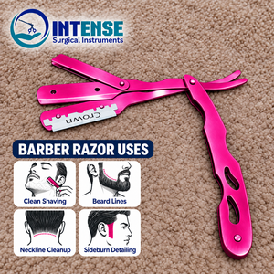 Rasoir professionnel pliable pour la coupe de cheveux, rasoir droit de barbier avec support de lame remplaçable, vente en gros - Product Image 4