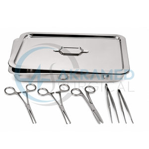 Kit de pansements réutilisables 8 pièces en acier inoxydable, kit d'instruments de chirurgie générale avec plateau, certifié CE, kit médical - Product Image 6