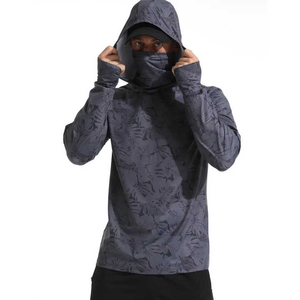 Hoodie de pêche pour homme respirant, anti-UV, avec logo personnalisé, masque intégré, manches longues, sublimé, protection extérieure - Product Image 1