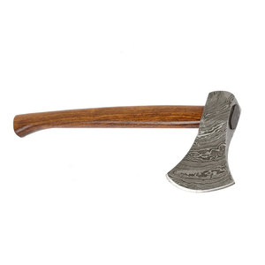 Hache en acier de Damas forgée à la main avec manche en bois naturel, outil de collection traditionnel pour exposition - Product Image 2