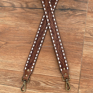 Sangle de guitare pour sac à main en cuir usiné de remplacement personnalisé personnalisé et sangle d'appareil photo en cuir véritable avec boutons-pression en laiton antique - Product Image 2