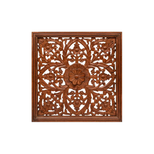 Panneau mural carré en bois de manguier sculpté à la main, décoratif, pour salon, chambre, couloir, décoration intérieure. - Product Image 3