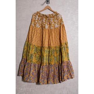 Jupe longue en patchwork de coton pour femmes, jupe bohème longue, faite à la main, vintage indienne, tenue de festival hippie - Product Image 2