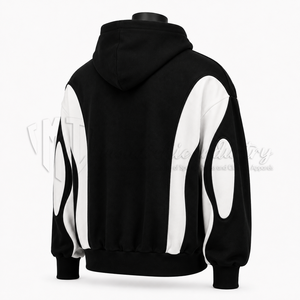 Sweat-shirt à capuche oversize pour homme, color block, manches raglan, design découpé, tissu French Terry, vêtement d'automne - Product Image 4