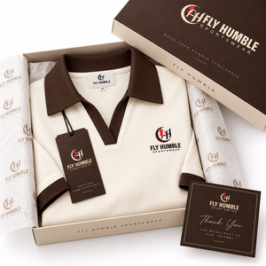 Polo para mujer Fly Humble, color crema, cuello marrón, manga corta, transpirable, tejido, ropa deportiva informal, precio al por mayor con personalización. - Product Image 5
