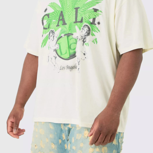 T-shirt Homme Oversize en Coton Personnalisé, Dernière Collection, Imprimé en Relief, Couleur Unie, Style Streetwear, Nouvelle Tendance, Vente Chaude - Product Image 5