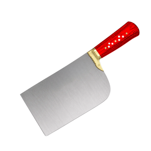 Cuchillo de Carnicero de Alta Resistencia, Hoja de Acero Inoxidable Plateada, Mango Rojo, Empuñadura Dorada, Cuchillo Ancho para Carnicería, Herramienta de Cocina - Product Image 1