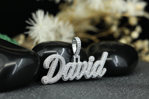 Collier avec pendentif personnalisé en argent sterling 925, aspect diamant, pendentif glacé, bijoux de luxe hip-hop personnalisés, vente en gros - Product Image 3