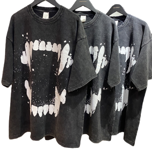 Camiseta Oversize de Algodón 100% Vintage Lavado a la Piedra para Hombre, Diseño Personalizado, Impresión Digital con Efecto Ácido, Venta al por Mayor del Fabricante - Product Image 1