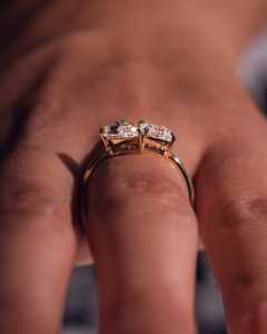 Pear Princess Cut Lab Grown Diamond <b>Two</b> <b>Stone</b> Toi Et Moi Unisex Engagement <b>Ring</b> 14K Gold Luxury IGI Certified OEM - Product Image 2