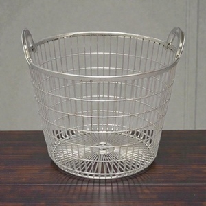 Metal <b>Wire</b> <b>Storage</b> <b>Basket</b> With Handles Circle Shape Simple Style Multi Purpose Neatening Organizer - Product Image 3