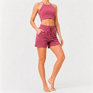 Womens Modern Two Piece Summer Set Adjustable Waist Shorts And Sleeveless Crop Top Outfit - Product Image 6