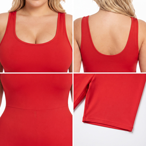 Scoop Neck Plus Size Bodysuit Women Sleeveless Short Length Shapewear Bodycon Suit Eco-Friendly Gym Wear One-Piece Suit - Product Image 5