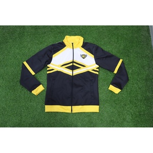 Ensemble de survêtement sportif noir et jaune personnalisé, sweat à capuche et pantalon d'entraînement entièrement zippés - Product Image 6