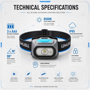 Linterna Frontal de Pesca Nocturna con Luz Roja de 300lm, Funciona con Batería AAA, Fabricada en China - Product Image 6