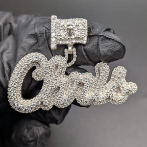 Lab Grown Diamond <b>Custom</b> <b>Name</b> Pendant White Gold Hip Hop Iced Out Script Letter <b>Necklace</b> Luxury Statement Jewelry Gift - Product Image 3