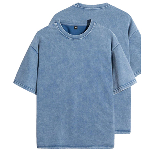 Camisetas de Manga Corta para Hombre, al por Mayor, Tendencia, Oversize, de Poliéster/Algodón, Estilo Vintage Lavado, Color Liso, Transpirables, de Secado Rápido, Cuello Redondo - Product Image 1