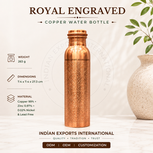 Royal Scrollwork <b>Copper</b> <b>Drinking</b> <b>Bottle</b> from Indian exports international. ( Certified pure <b>copper</b> ) - Product Image 2