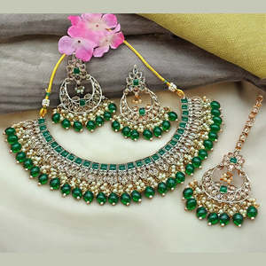 Gold Plated Fashion Jewelry <b>Set</b> <b>Crystal</b> Stone Pearl and Beads Necklace - Product Image 2