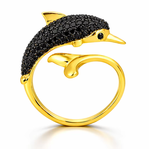 Handmade 925 Sterling <b>Silver</b> <b>Garnet</b> With Cubic Zirconia Dolphin Sea Animal <b>Ring</b> For Women - Product Image 1