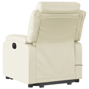 Fauteuil inclinable de massage en similicuir crème - Product Image 4
