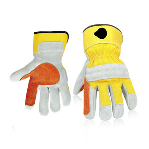 Cow Split Leather Anti-Static Grain Safety Anti-Slip Anti-Cut Working <b>Gloves</b> Heavy Duty Work Lining Rubberized Cuff 10-inch - Product Image 4