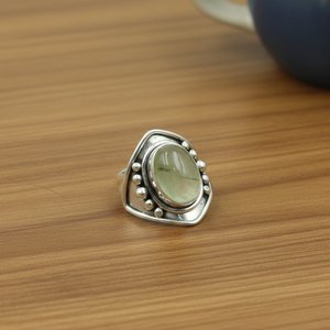 Natural Prehnite Gemstone <b>Ring</b> 925 Sterling Silver Rose Gold Yellow Gold Plated <b>Boho</b> Statement Adjustable <b>Ring</b> - Product Image 1