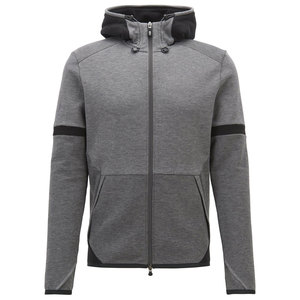 Ensemble de survêtement gris à capuche pour homme, fermeture éclair intégrale, poches latérales, respirant, décontracté, pour l'automne, en coton et polyester, coupe classique, pour le jogging - Product Image 2