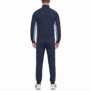 Men Navy Blue Tracksuit <b>Full</b> <b>Zip</b> <b>Sweatshirt</b> With Side Pockets And Matching Pants Sporty Design - Product Image 2