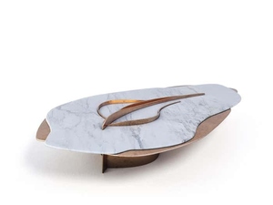 Modern design <b>marble</b> and brass abstract coffee <b>table</b> luxury sculptural center <b>table</b> contemporary designer coffee <b>table</b> - Product Image 4