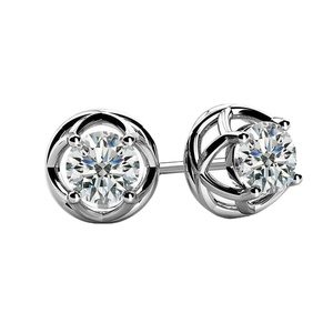 Venta caliente 1,5 quilates forma redonda laboratorio cultivado diamante Stud pendiente IGI certificado 14K oro blanco pendientes finos para conjunto de joyería - Product Image 1