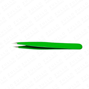 Hot Selling Professional Green Eyebrow Tweezers Set of 2 Powder Coated Slanted Pointed Tip Stainless Steel Beauty <b>Tool</b> - Product Image 2