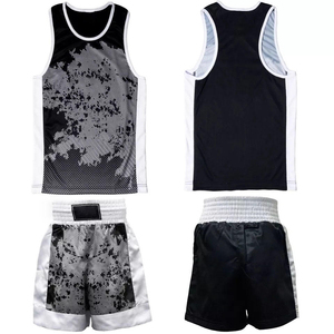 Ensemble de débardeur et short de boxe pour homme, impression par sublimation, tissu respirant et à séchage rapide, vêtements de sport pour boxe. - Product Image 1