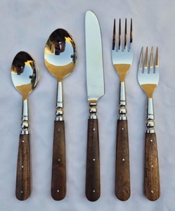 American Style Flatware <b>set</b> of 5 pcs Eco-Friendly Durable 18/<b>8</b> Stainless Steel Mirror Polish Wood Handle <b>Dinnerware</b> <b>Set</b> - Product Image 1