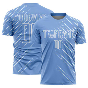 Conjunto de Uniforme de Fútbol Personalizado Premium - Camiseta y Pantalones Cortos Sublimados con Rayas Dinámicas Azul Cielo - Calidad Profesional - Product Image 2