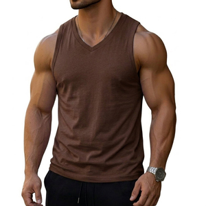 Débardeur de sport pour homme à col en V, personnalisable avec logo, sans manches, pour la gym, le fitness, le sport et le streetwear – Prix de gros - Product Image 1