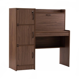 Modern Walnut Finish Computer <b>Desk</b> and Cabinet Set Home Office Study Table Storage Workstation for School - Product Image 1