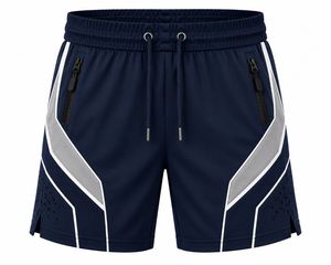 Shorts de sport décontractés noirs pour hommes avec poches zippées, taille à cordon de serrage, tissu écologique à séchage rapide - Product Image 5
