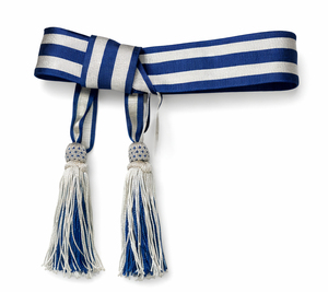 Ceinture de cérémonie avec pompons argentés et bleus – Écharpe décorative pour défilés et événements, prix abordable, OEM - Product Image 4
