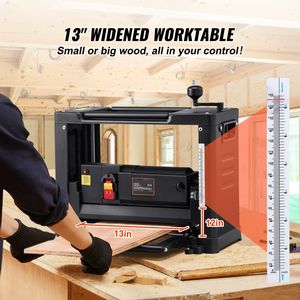 Single Speed 13\" Width <b>Wood</b> <b>Planer</b> with 15-Amp 2000W Powerful Motor 12\" Extended Infee Worktable Benchtop Two-Blade <b>Planer</b> - Product Image 2