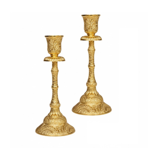 Juego de 2 Portavelas de Metal Vintage Chapados en Oro Hechos a Mano, Ecológicos y Duraderos para Decoración del Hogar en Pascua - COLECCIÓN ROYAL HOME - Product Image 1