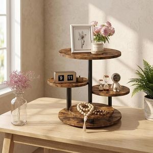 Rustic Wooden <b>Cake</b> Stand 3 <b>Tier</b> Round Display Rack Tabletop Dessert Server for Bakery Home Decor - Product Image 1