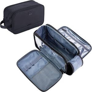 Medium Water-Resistant Double Sided Full Open Dopp Kit Versatile Organizer <b>Shower</b> Hygiene Travel Toiletry <b>Bag</b> for Men - Product Image 1