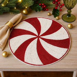 Direct Factory Sale India Rattan <b>Placemats</b> Home Decor Embroidered White Grey Glass <b>Beads</b> Wholesale Carton Packing - Product Image 6