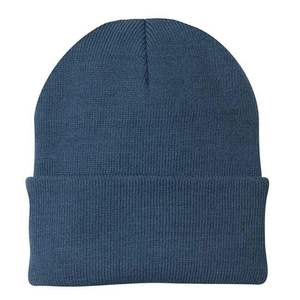 Gorro de Punto Negro Sólido Unisex, Gorro Casual con Borde Plegado para Invierno - Product Image 4