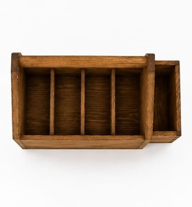 Organisateur de couverts en bois massif fait main, porte-ustensiles de table, multi-compartiments, rangement pour cuisine, salle à manger, restaurant - Product Image 2