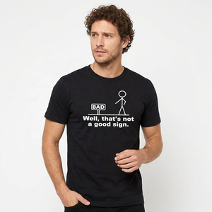 Men's Black Short Sleeve <b>T</b>-<b>Shirt</b> With <b>Funny</b> Stick Figure And Text Design Casual Wear Regular Fit O-Neck Jersey Cotton - Product Image 4