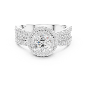 Bague de fiançailles en or blanc avec moissanite ovale, sertie de griffes, alliance pour femme - Product Image 2