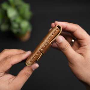 100% Handcrafted Full-grain Chrome Tan Genuine <b>Leather</b> 4” × 3” inch Vintage Style <b>Mens</b> Card <b>Wallet</b> - Product Image 2