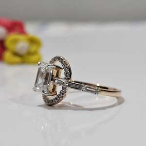 Anillo de compromiso de plata 925 con moissanita de corte esmeralda, estilo clásico, regalo creativo para amantes - Product Image 2